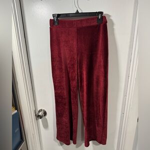 Burgundy wide leg crop Velvet Trousers